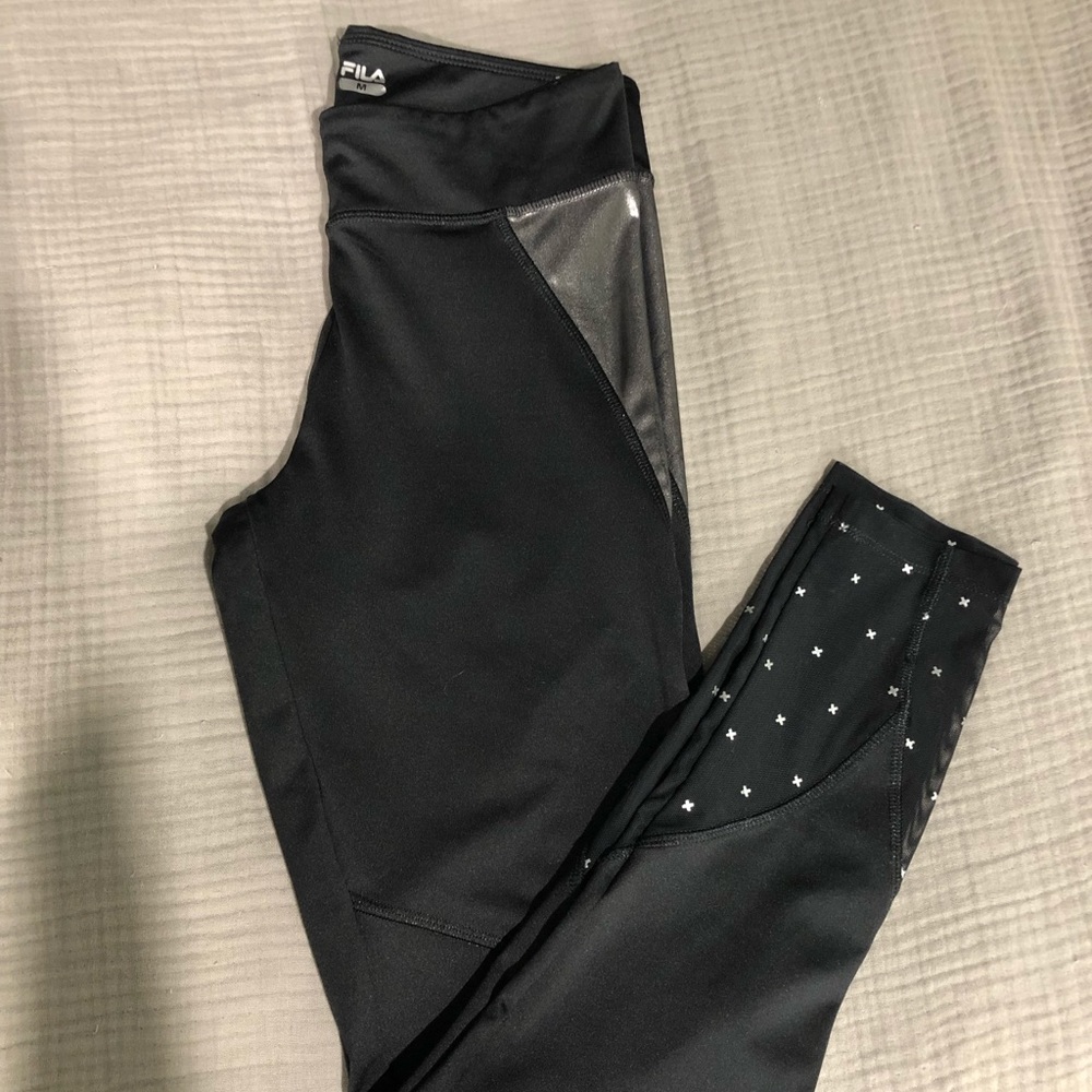 FILA active leggings - contrast black & silver, Size M